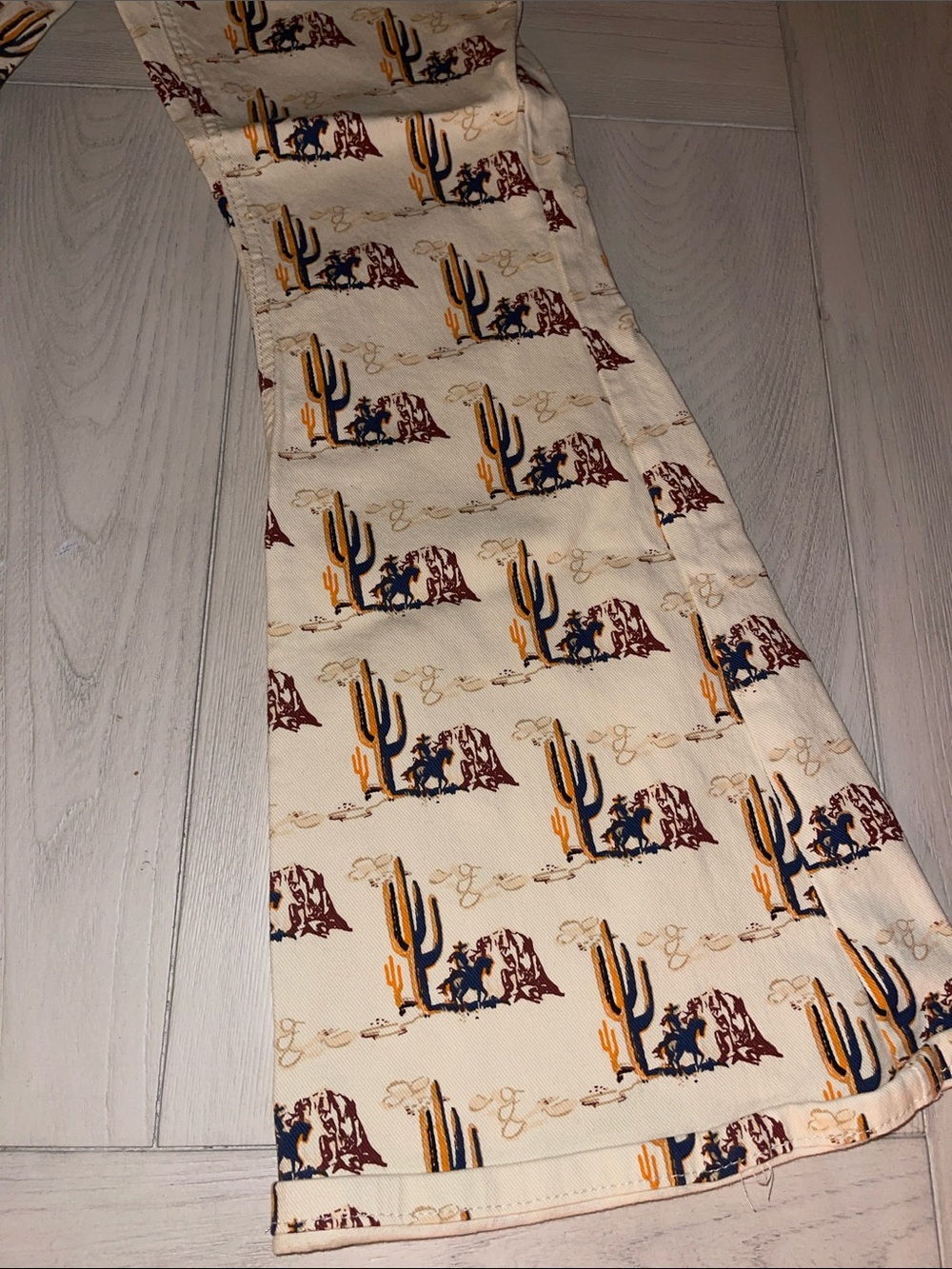 Rock & Roll Beige Desert Print Flare Jeans - Women's Wide Leg - Picture 3 of 7